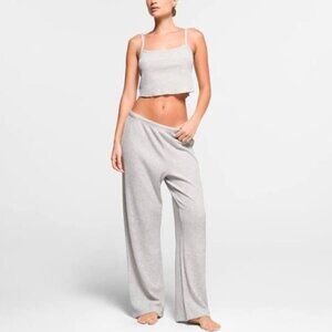 SKIMS Waffle Pajama Pants in Light Heather Grey Size Small
